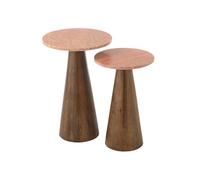 Lot de 2 Tables d'Appoint en Marbre "Eula" 53cm Terracotta