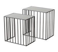 Lot de 2 tables d'appoint en métal Joris avec plateau miroir
