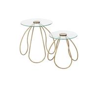 Lot de 2 Tables d'Appoint en Verre "Médusa" 54cm Or Or G