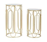 Lot de 2 Tables d'Appoint Gigogne Ronde "Arty" 70cm Or