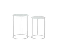 Lot de 2 Tables d'Appoint Gigognes "Cour" 60cm Blanc