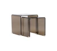 Lot de 2 Tables d'Appoint Gigognes en Verre 42cm Marron