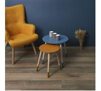 Lot De 2 Tables D'appoint Gigognes - Home Deco Factory - Bicolores - Bleu Et Jaune
