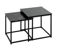 Atmosphera Tables basses Jones effet marbre noir L37/33 cm – Lot de 2