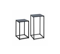 Lot de 2 tables d'appoint gigognes noires - Industrielle - bouts de canapé 34x34x74cm / 30x30x54cm