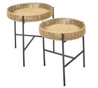 Home Deco Factory - Tables gigognes Pampa - Design marron et noir - Lot de 2