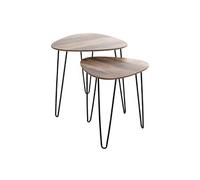 HAKU Möbel – Lot de 2 tables d'appoint Lamy chêne et noir MDF métal L 40/48 x H 43/48 x P 40/48 cm
