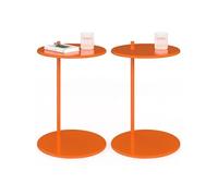 Lot de 2 tables d'appoint LEONTINE rondes métal orange 40x55 cm