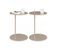 IDMarket - Lot de 2 Tables d'appoint Rondes Leontine 40 cm métal Taupe | Bouts de canapé, tables de chevet