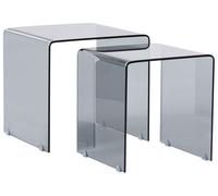 Beliani Lot de 2 Tables d'Appoint Moderne et Minimaliste en Verre Rectangulaire Transparent Noir Kendall