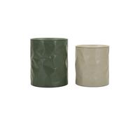 Lot de 2 Tables d'Appoint "Norimberga" 48cm Vert & Beige