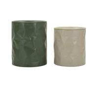 Lot de 2 Tables d'Appoint ""Norimberga"" 48cm Vert & Beige