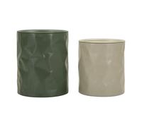 Lot de 2 Tables d'Appoint "Norimberga" 48cm Vert & Beige