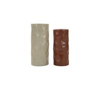 Lot de 2 Tables d'Appoint "Norimberga" 70cm Rouge & Beige