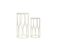 Lot de 2 Tables d'Appoint Octogonale "Glassy" 100cm Or