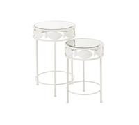 Lot de 2 Tables d'Appoint "Poisson" 59cm Blanc