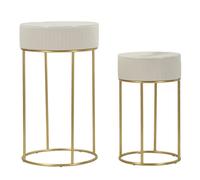Lot de 2 Tables d'Appoint Ronde "Wedding" 90cm Crème