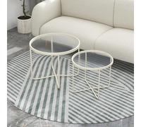 Lot de 2 tables d'appoint rondes en verre trempé, tables d'appoint pliantes modernes pour salon et chambre à coucher, petites tables basses pour petits espaces