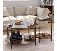 Lot de 2 tables d'appoint table basse de jardin table basse salon aggloméré + métal 2 x tables d'appoint, tables basses, tables basses, tables de canapé de salon, panneaux de particules vintage E1 + m