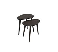 - Lot de 2 tables d'appoint Théodore en bois massif - Gris foncé - Théodore
