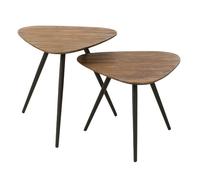 Lot de 2 Tables d'Appoint Triangles "Teck" 50cm Naturel