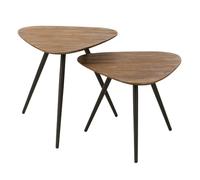 Lot de 2 Tables d'Appoint Triangles "Teck" 50cm Naturel
