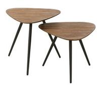 Lot de 2 Tables d'Appoint Triangles "Teck" 50cm Naturel