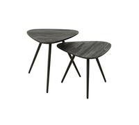Lot de 2 Tables d'Appoint Triangles "Teck" 50cm Noir