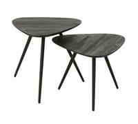 Lot de 2 Tables d'Appoint Triangles "Teck" 50cm Noir