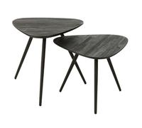 Lot de 2 Tables d'Appoint Triangles "Teck" 50cm Noir