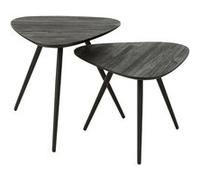 Lot de 2 Tables d'Appoint Triangles "Teck" 50cm Noir