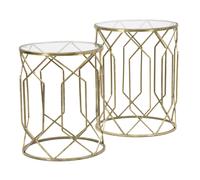 Lot de 2 Tables d'Appoint "Tunis" 53cm Or