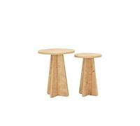 Toilinux - Lot de 2 tables d'appoint Valence en bois - Marron