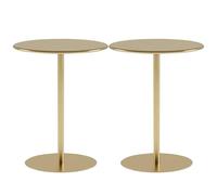 Lot de 2 tables de bar rondes en métal doré pour salle à manger pour bar, pub et cuisine (48 x 56 cm)