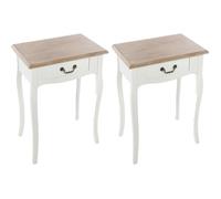 Lot de 2 tables de chevet 1 tiroir ""Chrysta"" Atmosphera - Blanc