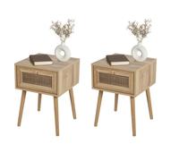 Lot de 2 Tables de Chevet 1 Tiroir en Bois - 39 x 39 x H 55 cm - Design Naturel