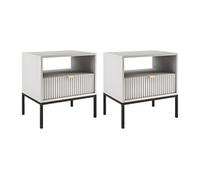 Lot de 2 tables de chevet 1 tiroir et 1 niche - Gris - LIOUBA de