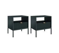Lot de 2 tables de chevet 1 tiroir et 1 niche - Noir - LIOUBA de
