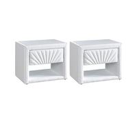 Lot de 2 tables de chevet - 1 tiroir et 1 niche - Simili - Blanc - ULAMI