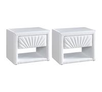 Lot de 2 tables de chevet - 1 tiroir et 1 niche - Simili - Blanc - ULAMI