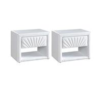 Lot de 2 tables de chevet - 1 tiroir et 1 niche - Simili - Blanc - ULAMI