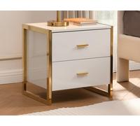 Lot de 2 tables de chevet 2 tiroirs - MDF - Blanc laqué et doré - OMBRELIA de Pascal Morabito