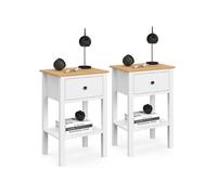 IDMarket - Lot de 2 Tables de Chevet Achille Blanc et Plateau Bois