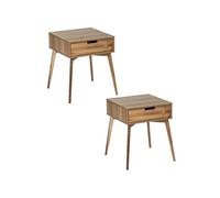 - Lot de 2 Tables de chevet Acina, en bois d'Acacias avec 1 tiroir - Acina