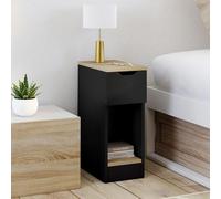 Lot de 2 tables de chevet anouk 1 tiroir avec niche noir et bois