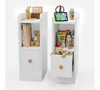 lot de 2 tables de chevet avec 1 tiroir 20X35X60cm blanc