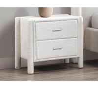 Lot de 2 tables de chevet avec 2 tiroirs - Tissu bouclette - Blanc - CONOMO