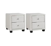 Lot de 2 tables de chevet avec 2 tiroirs - Tissu - Ivoire - PICHONIA