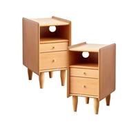 Lot de 2 tables de chevet avec tiroirs - Tables d'extrémité en bois pour petits espaces, rangement ouvert pour chambre à coucher et salon
