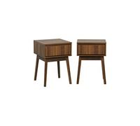 Lot de 2 tables de chevet avec un tiroir Panneaux stratifiés couleur noyer Pied en bois de sapin L 39 x 39 x H 554cm LINEAR